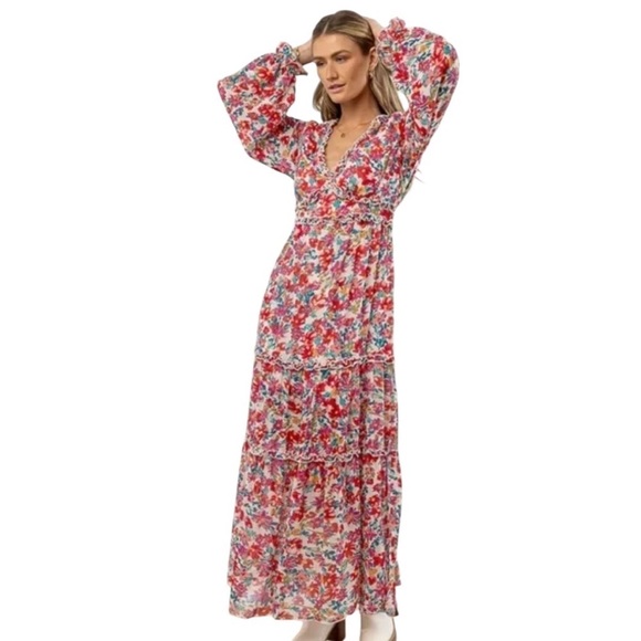 bohme Dresses & Skirts - BOHME Floral Long Sleeve Maxi Dress Size XS